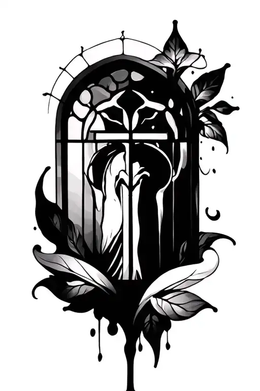 Stain Glasses Window Black And White Realsim Religious