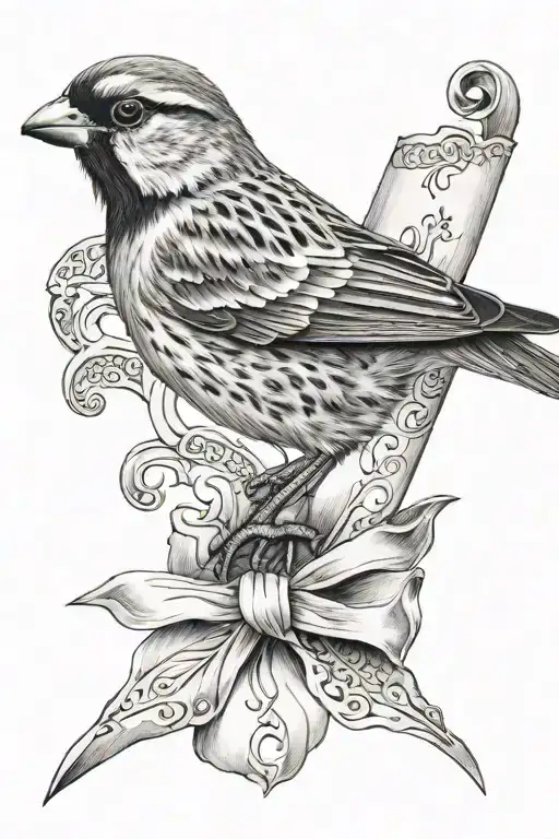 Sparrow Holding A Scroll Unwrapped