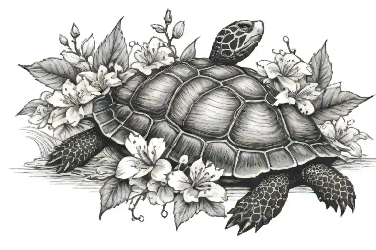 Turtle And Cherry Blossom