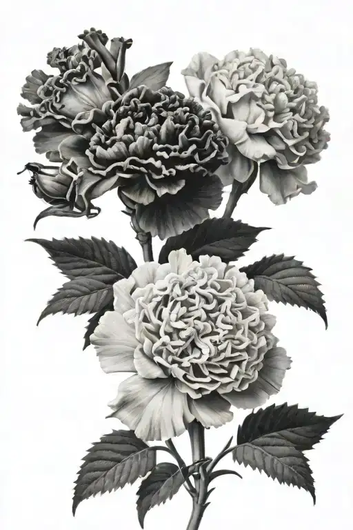Realistic Carnations Black And Grey