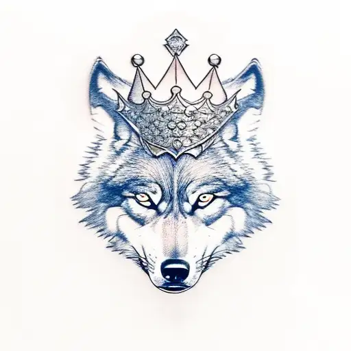 Angry Wolf Head With Crown