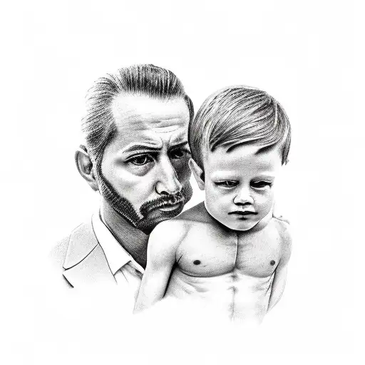 Father Holding Son Back