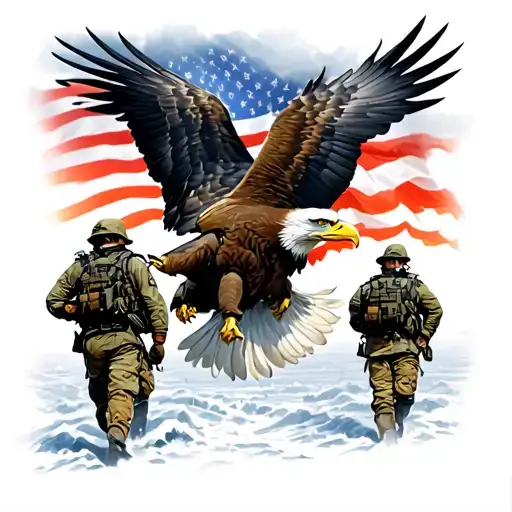 Eagle With Soldiers Walking