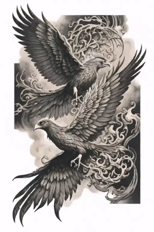 A Phoenix On The Ground And Another Being Reborn