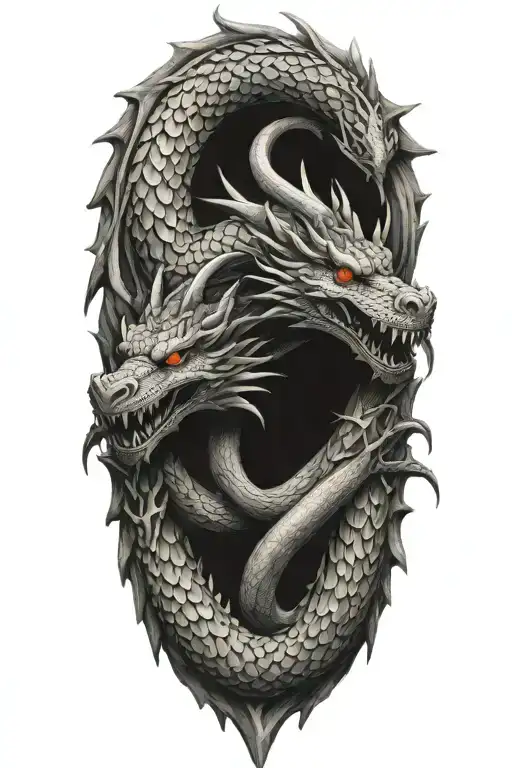 Two Dragons Intertwined With Holy Trinity Symbol