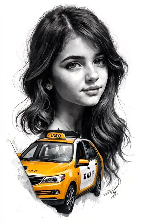 Girl With A Taxi On The Shoulder
