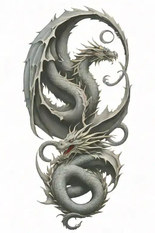 Two Dragons Intertwined With Holy Trinity Symbol