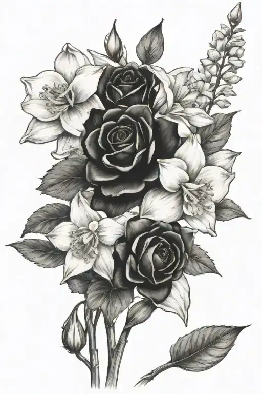 Rose And Narcissus Flower Bouquet