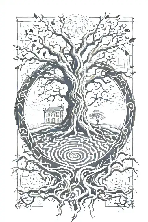 A Tree Whose Roots Become A Labyrinth