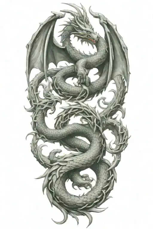 Two Dragons Intertwined With Holy Trinity Symbol