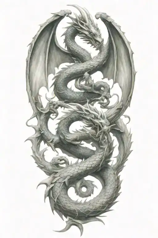 Two Dragons Intertwined With Holy Trinity Symbol