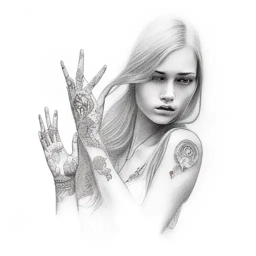 Beautiful Women With Crossed Hands Potrait