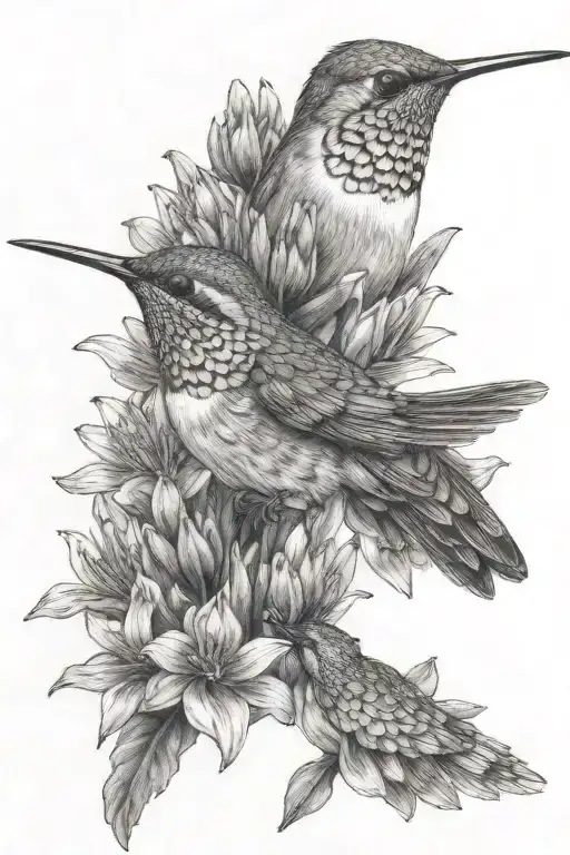 One Hummingbird Smelling An Indian Paintbrush Flower