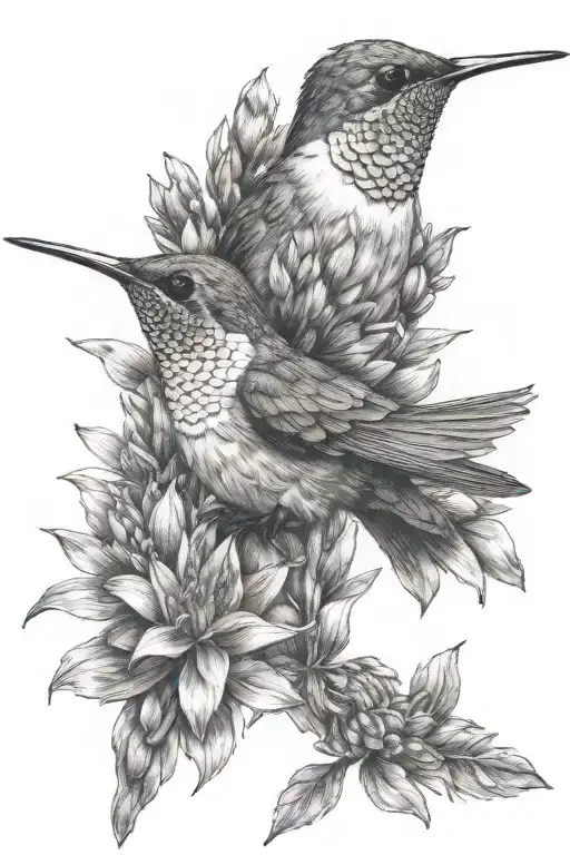 Flying Hummingbird Smelling An Indian Paintbrush Flower