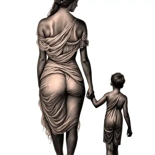 Mother And Son Holding Hands