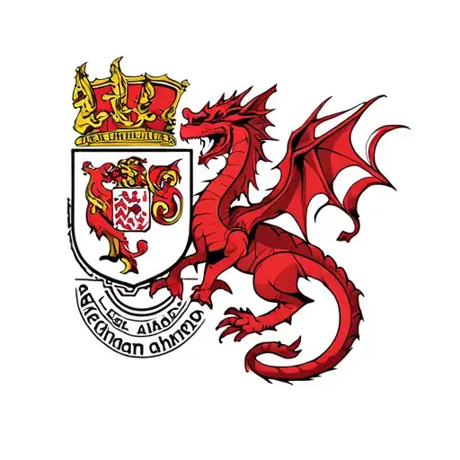 Welsh Red Dragon Intertwined With Wrexham Fc Crest
