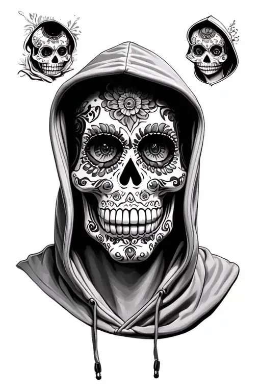Sugar Skull Head Whit Hoodie