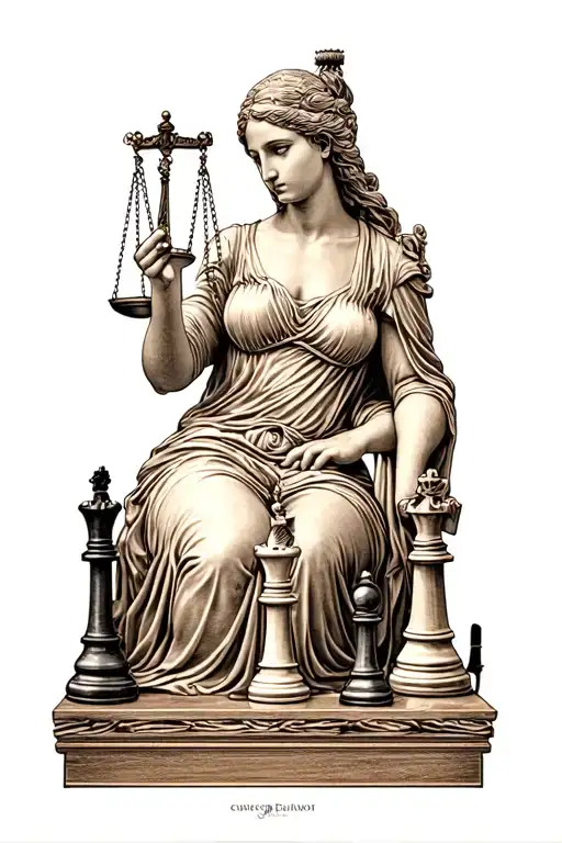 Lady Justice Playing Chess