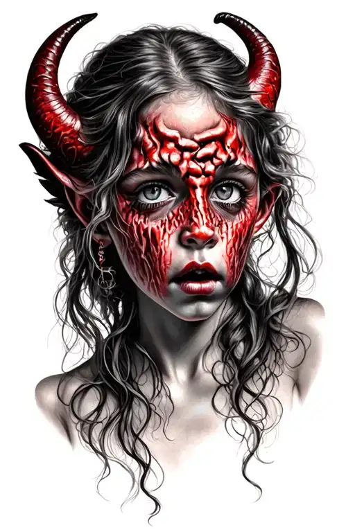 Devil In Little Girls Head Telling Her To Do Things