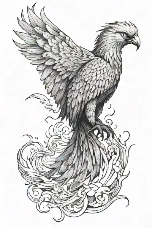 Phoenix With Background Black And White