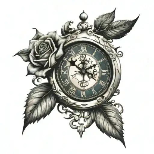 Clock Rose Cross With Moon Phases And Zodiac Signs