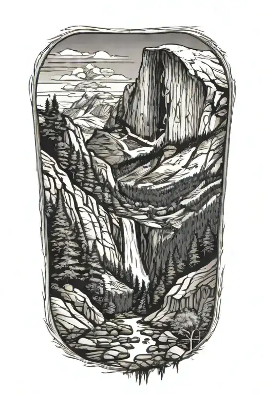 Half Dome And Mt Whitney Summit Combined Along John Muir Trail With Trail And Waterfall And Forests