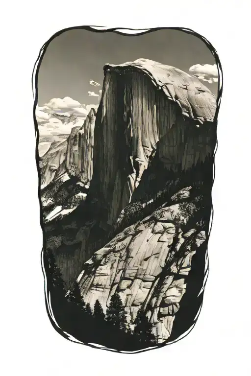 Half Dome With Trail Leading To It