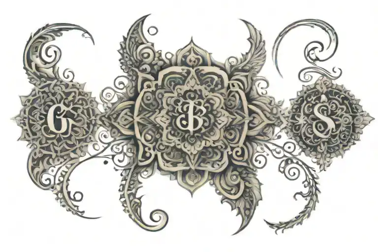 A Mandala Incorporating The Initials Of Your Son And Daughters In A Unique Way