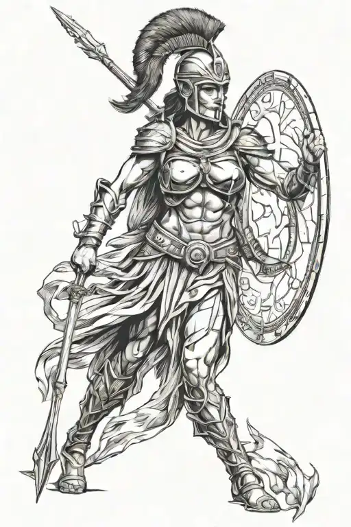 Beautiful Female Spartan Worrior Holding A Spear As Tall As Her
