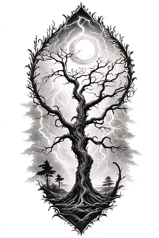 Voodoo And Lightining Storm And Thai And Nature Elements Like Trees