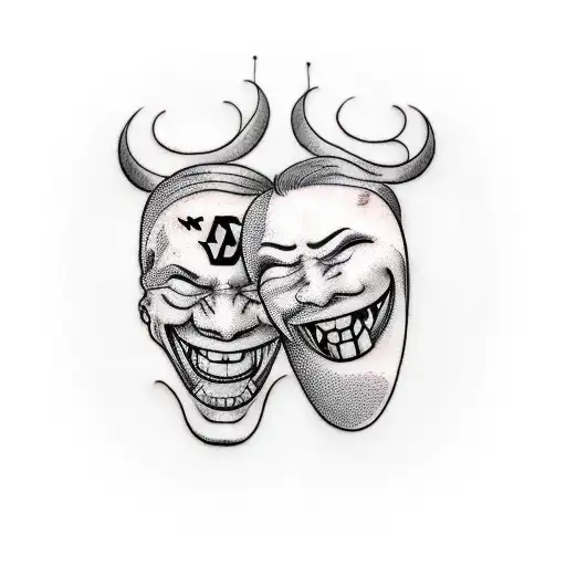 Two Masks Laughing Pain And Hate
