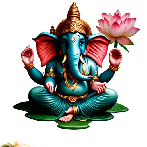 Ganesha Sitting In Lotus