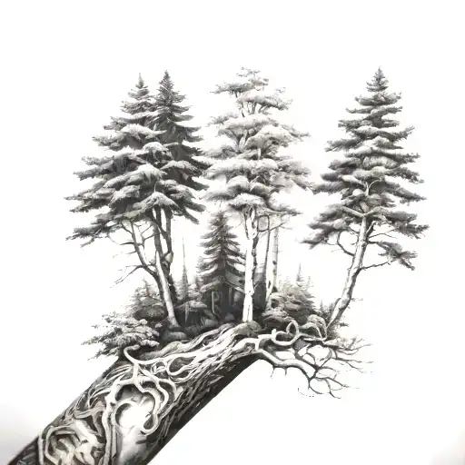 Forest Black And White Half Sleeve