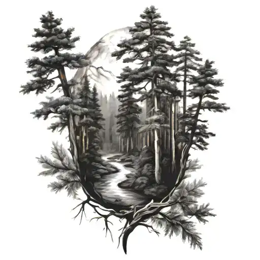 Forest Black And White