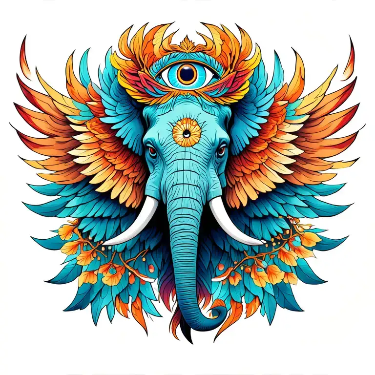 Elephant Phoenix Peace Calm Third Eye