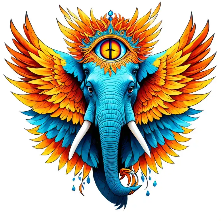 Elephant Phoenix Peace Calm Third Eye