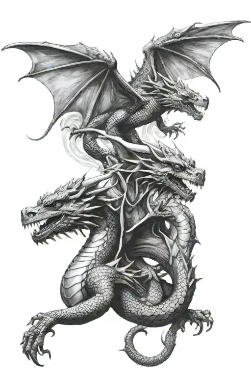 Two Dragons Flying Towards Each Other Breathing Fire