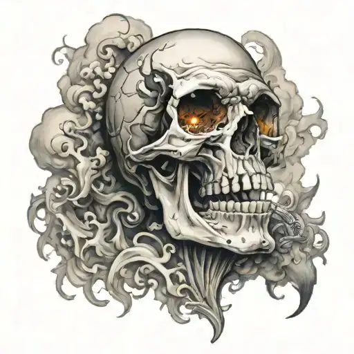 Skull With Smoke Billowing Out Of Its Eyes