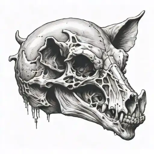 Pig Skull With Tusks Straight View Point