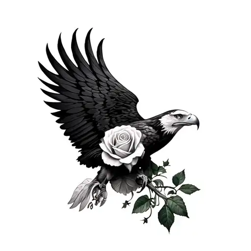 Eagle Wing And Rose