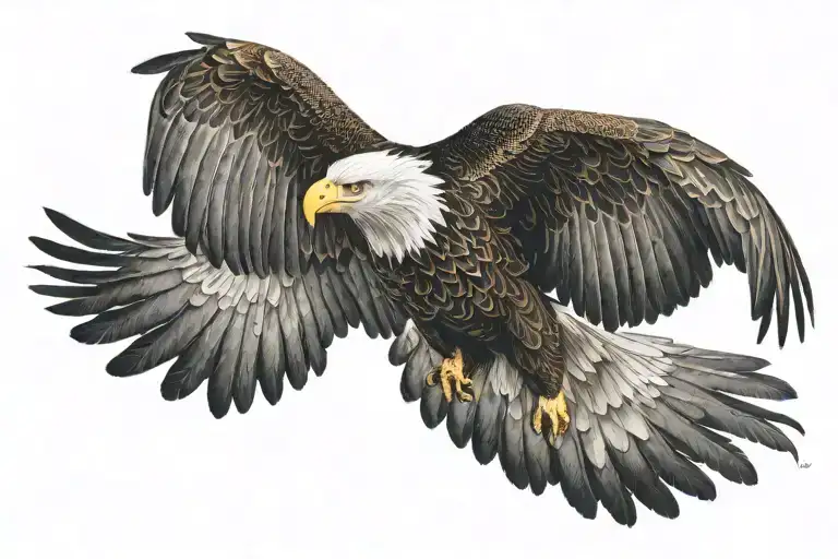 Eagle Flying With Opened Wings