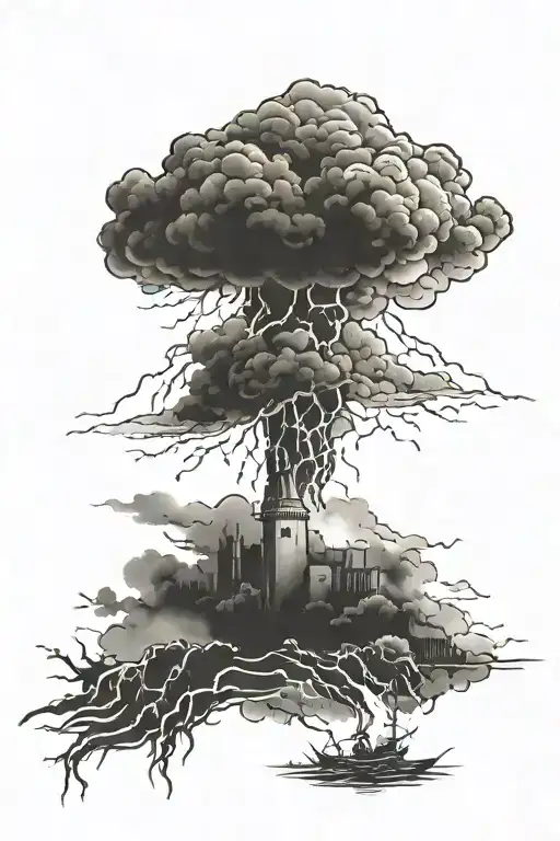 Christian Tattoo With Lightining Storm