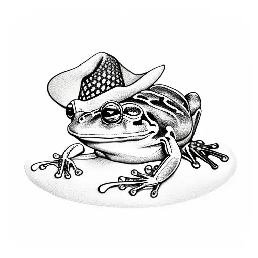 Frog With Walking Stick And Hat