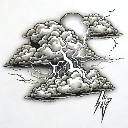 Religious With Lightning Storm And Clouds