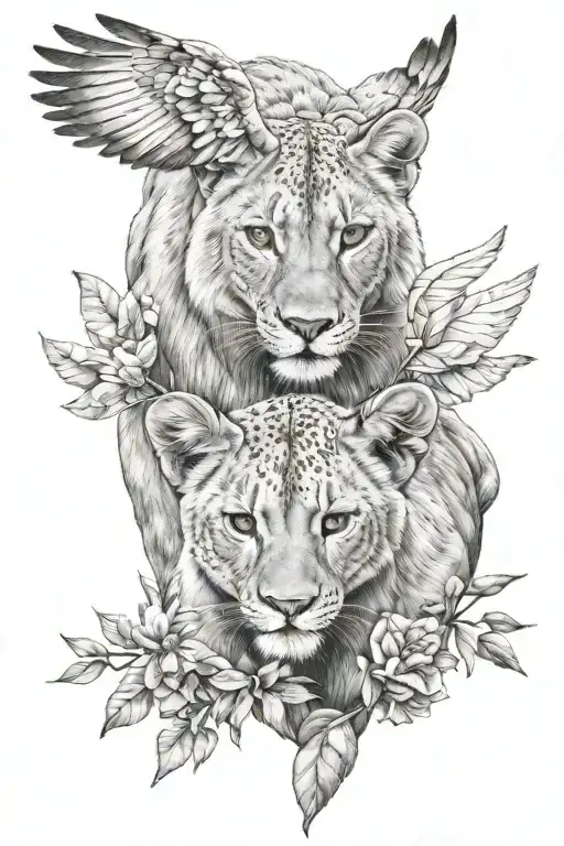 2 Doves Over Lion Cub