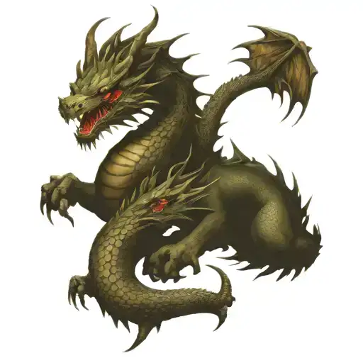 Two Headed Dragon Curled