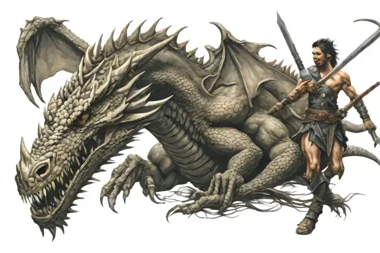 Warrior Killing Dragon