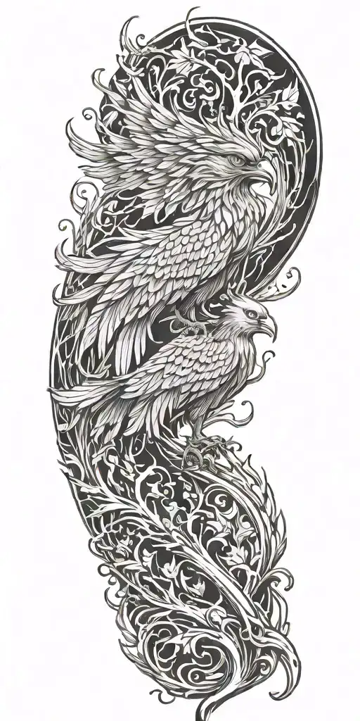 The Phoenix Rising From A Burning Tree