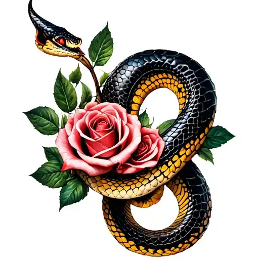Snake And Roses Wrapped