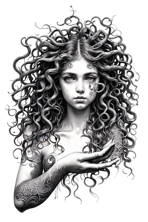Medusa Girl With The Hands Holding